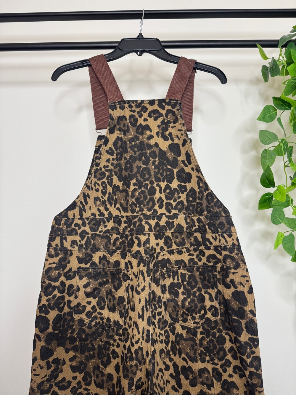 Cider Denim Leopard Wide Leg Oversized Overalls Jumpsuit size L Large Viral - Picture 6 of 12